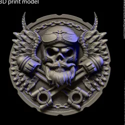 Biker skull vol3 Bas relief
