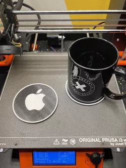 Coaster with apple logo - not necessary multimaterial