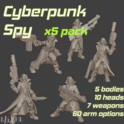 Cyberpunk spy (5 models pack) for 32mm wargames