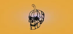 Decorative mural, pumpkin, skull, Halloween