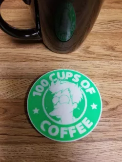 Fry 100 cups of coffee coaster