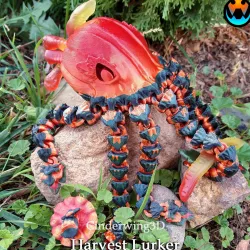 Harvest Lurker, Halloween Pumpkin Octopus, Articulating Flexi Wiggle Pet, Fall Season Jack-o-lantern