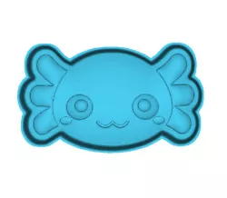 Kawaii Axolotl Head Solid Model for Vacuum forming silicone mold making solid relief