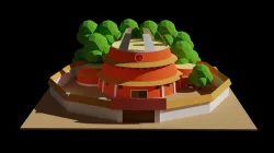Lowpoly Hokage Tower From Naruto anime made In Blender