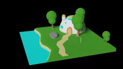 Lowpoly Son Gokus House From Dragon ball In Blender