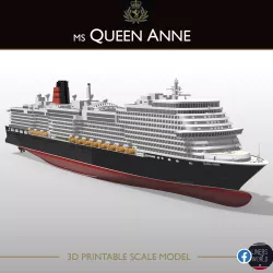MS Queen Anne, Cunard new cruise ship printable model, full hull and waterline