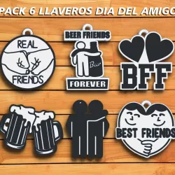 PACK 6 KEY RINGS "FRIEND'S DAY" - KEY CHAIN - FRIEND