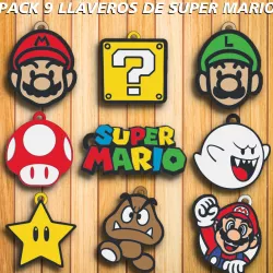 PACK 9 " SUPER MARIO " KEY CHAINS - MARIO BROS - KEY CHAIN