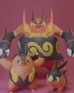 Pokemon - Tepig, Pignite and Emboar