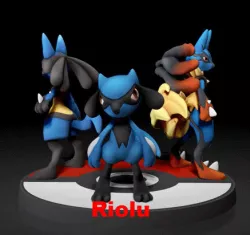 Riolu ,Lucario , mega lucario Evolution 3 IN 1 PACK - EVOLUTION - FAN ART - POKÉMON FIGURINE