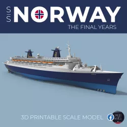 S.S. NORWAY cruise ship, final years version printable model - full hull and waterline