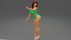 Sexy Brunette Woman Posing and Opening Window 3D Print Model