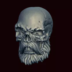 Skull with beard and mustache