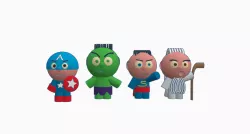 Super Heroes Hulk, Superman, Captain America and Gandalf