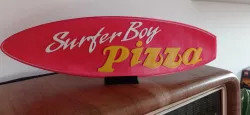 Surfer Boy Pizza Logo Sign with Stand Stranger Things 4