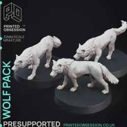 Wolf Pack - 3 Models - PRESUPPORTED - 32mm scale
