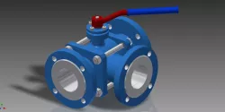 Three-way ball valve with manual actuator