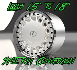 1/24 Lexus 15" OEM to 18" split rim conversions w/tyre