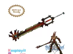 48" Terra Chaos Ripper 3D Model - 3D print Ready - For 3D Printing - Chaos Ripper Keyblade - Terra Cosplay - Kingdom Hearts Birth By Sleep