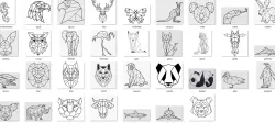 Animals Geometric 2d - 34 Models Wall