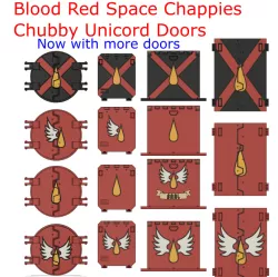 Blood Red Space Chappies Chubby Unicorn Door set - now with more doors