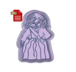 Bride Of Chucky Creepy Cookie Cutter with Stamp STL FILE