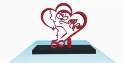 Couple kiss continuous line, I love you Heart stand decoration, infinity symbol and stars