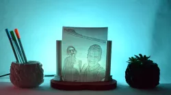 Curve Lithophane Lamp and Authentic Planter or Penholder