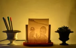 Curve Lithophane Lamp & Historical Cup Planter or Penholder