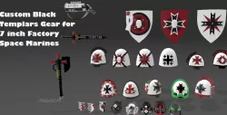 Custom 7 inch Black Templars Gear for Factory Space Marines