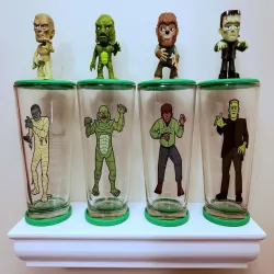 Drinking Glass Dust-Covers and No-Slip Bases for Display