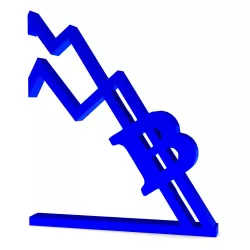 falling Bitcoin chart - destop stand