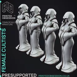 Female Cultists - 4 Models - PRESUPPORTED - 32mm scale