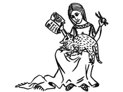 Frau mit Katze - Woman And Cat - printed drawing