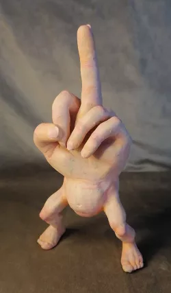 Hand with legs making a middle finger