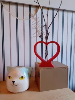 Heart-shaped vase for roots or dry flowers
