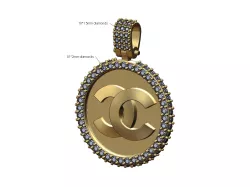 Iced Chanel logo pendant with bail 3D print model