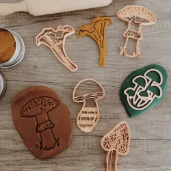 mushrooms, cookie cutter molds, cutters, 5 designs