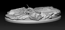 Pedestal, rocky base, diorama