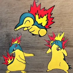 Set 3 Pokemon Starter Fire Gen2 Ornaments