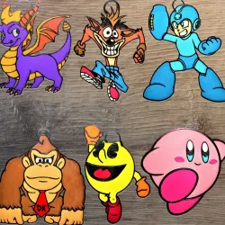 Set 6 Retro Games Ornaments