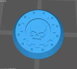 Shield with Skull and Rivets. Robot Cog.