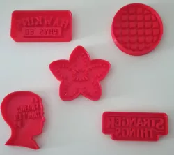 Stranger things cookie cutters logo, hawkins, waffle, demogorgon and eleven. Cookie cutters.