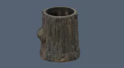 Stylized tree stump pen holder