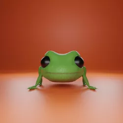 3D frog figure.