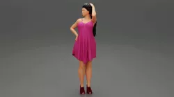 Beautiful woman wearing dress hair dreadlocks 3D Print Model