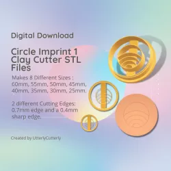 Circle Imprint 1 Clay Cutter - Embossed Tile STL Digital File Download- 8 sizes and 2 Cutter Versions