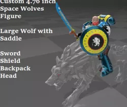 Custom 4.76 inch Space Wolves Marine with Wolf