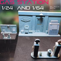 Gas Station Diorama 1-24 and 1-64th scale 3D print model