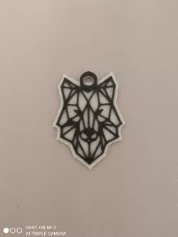 geometric wolf keychain